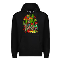 Black skeleton with sombrero and tequila Premium Hoodie - AdoDesignShop