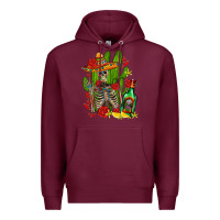 Burgundy skeleton with sombrero and tequila Premium Hoodie - AdoDesignShop