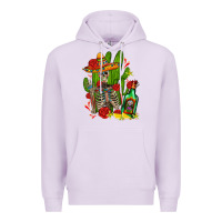 Lilac skeleton with sombrero and tequila Premium Hoodie - AdoDesignShop