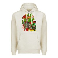 Oatmeal Heather skeleton with sombrero and tequila Premium Hoodie - AdoDesignShop