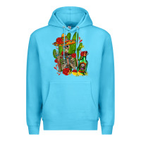 Ocean Blue skeleton with sombrero and tequila Premium Hoodie - AdoDesignShop