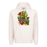 Pale Pink skeleton with sombrero and tequila Premium Hoodie - AdoDesignShop