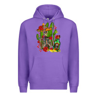 Purple skeleton with sombrero and tequila Premium Hoodie - AdoDesignShop