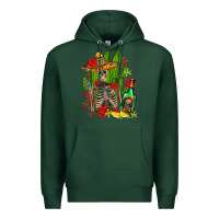 Sports Green skeleton with sombrero and tequila Premium Hoodie - AdoDesignShop