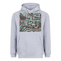 Heather Grey pink and turquoise cowhide and leopard Heavyweight Hoodie - RanaPortraitStore