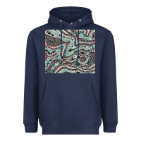 Navy pink and turquoise cowhide and leopard Heavyweight Hoodie - RanaPortraitStore