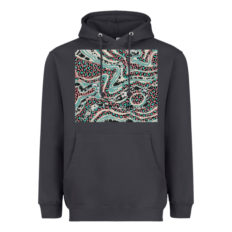 Pink And Turquoise Cowhide And Leopard Heavyweight Hoodie by RanaPortraitStore | Teevron