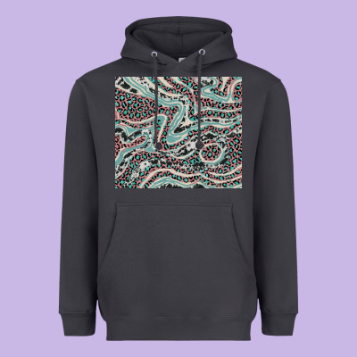 Pink And Turquoise Cowhide And Leopard Heavyweight Hoodie Designed By Ranaportraitstore
