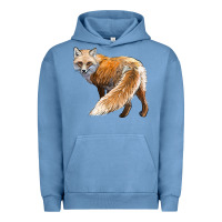 Pigment Pebble Blue Red Fox Urban Hoodie - LillyAllenDesigns