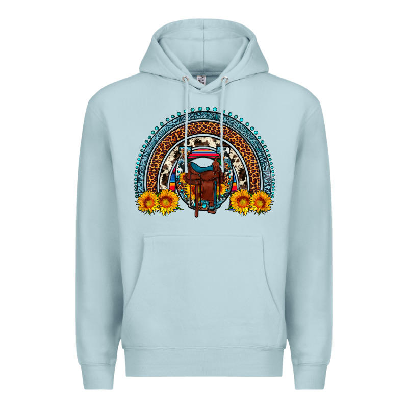 Saddle Sunflower Horseshoe Rainbow Premium Hoodie by Artiststas | Teevron
