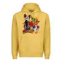 Antique Gold mexican dead day with skeleton cat Premium Hoodie - AdoDesignShop