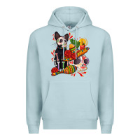 Blue Mist mexican dead day with skeleton cat Premium Hoodie - AdoDesignShop