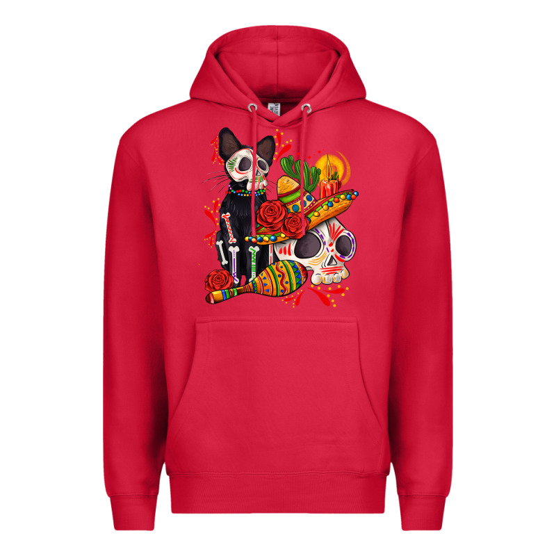 Mexican Dead Day With Skeleton Cat Premium Hoodie by AdoDesignShop | Teevron