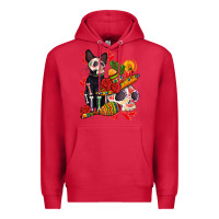 Cardinal mexican dead day with skeleton cat Premium Hoodie - AdoDesignShop