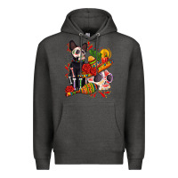 Charcoal Heather mexican dead day with skeleton cat Premium Hoodie - AdoDesignShop