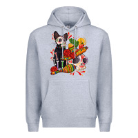 Heather Grey mexican dead day with skeleton cat Premium Hoodie - AdoDesignShop