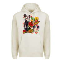 Oatmeal Heather mexican dead day with skeleton cat Premium Hoodie - AdoDesignShop