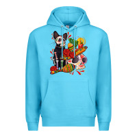 Ocean Blue mexican dead day with skeleton cat Premium Hoodie - AdoDesignShop
