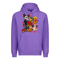 Purple mexican dead day with skeleton cat Premium Hoodie - AdoDesignShop
