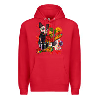 Red mexican dead day with skeleton cat Premium Hoodie - AdoDesignShop