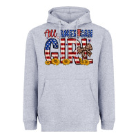 Heather Grey all american girl Heavyweight Hoodie - Zillion Design Studio