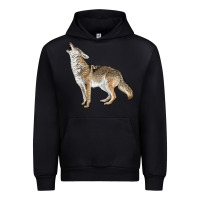 Black Howling Coyote Urban Hoodie - LillyAllenDesigns