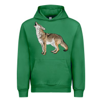 Emerald Howling Coyote Urban Hoodie - LillyAllenDesigns