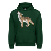 Forest Green Howling Coyote Urban Hoodie - LillyAllenDesigns