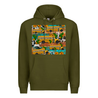 Army Green school bus cactus sunflower Premium Hoodie - Artiststas