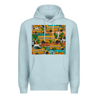 Blue Mist school bus cactus sunflower Premium Hoodie - Artiststas