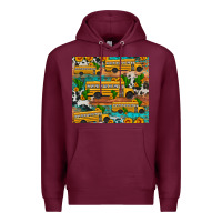 Burgundy school bus cactus sunflower Premium Hoodie - Artiststas