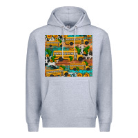 Heather Grey school bus cactus sunflower Premium Hoodie - Artiststas