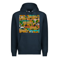 Navy school bus cactus sunflower Premium Hoodie - Artiststas