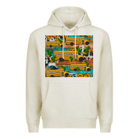 Oatmeal Heather school bus cactus sunflower Premium Hoodie - Artiststas