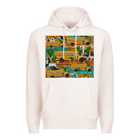 Pale Pink school bus cactus sunflower Premium Hoodie - Artiststas