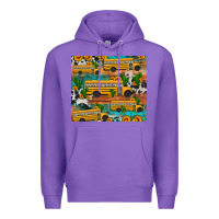 Purple school bus cactus sunflower Premium Hoodie - Artiststas
