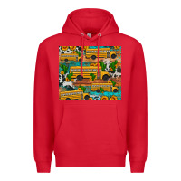 Red school bus cactus sunflower Premium Hoodie - Artiststas
