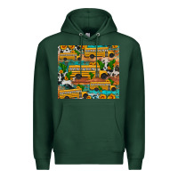 Sports Green school bus cactus sunflower Premium Hoodie - Artiststas