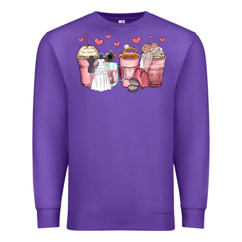 Wedding Bride Coffee Cups Premium Sweatshirt by Zillion Design Studio | Teevron