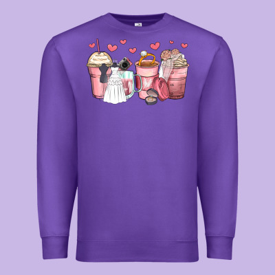 Wedding Bride Coffee Cups Premium Sweatshirt Designed By Zillion Design Studio