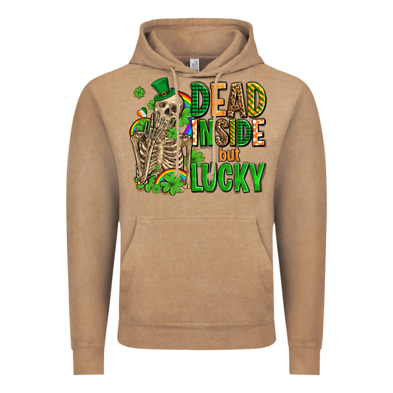 Dead Inside But Lucky  With Skeleton Vintage Hoodie by AdoDesignShop | Teevron