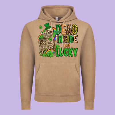 Dead Inside But Lucky  With Skeleton Vintage Hoodie Designed By Adodesignshop