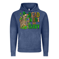 Vintage Denim dead inside but lucky  with skeleton Vintage Hoodie - AdoDesignShop