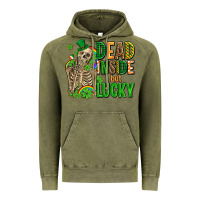 Vintage Olive dead inside but lucky  with skeleton Vintage Hoodie - AdoDesignShop