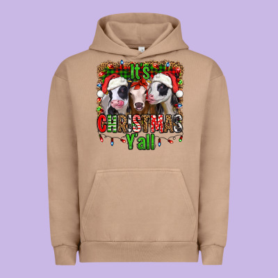 It's Christmas Y'all Heifers Urban Hoodie Designed By Jasminsmagicworld