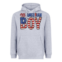 Heather Grey all American boy Heavyweight Hoodie - Zillion Design Studio