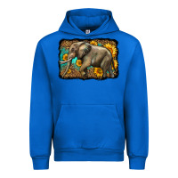 Cobalt western sunflowers elephant Urban Hoodie - LillyAllenDesigns
