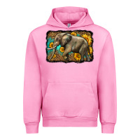 Fuchsia Pink western sunflowers elephant Urban Hoodie - LillyAllenDesigns