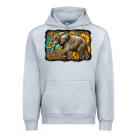 Heather Grey western sunflowers elephant Urban Hoodie - LillyAllenDesigns