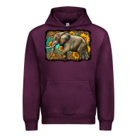 Mauve Wine western sunflowers elephant Urban Hoodie - LillyAllenDesigns